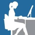 Image secretaire bleue bureau
